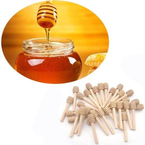Long Handle Wood Honey Spoon Mixing Sticks Dipper Honey Stir Bar Extractor For Honey Jar Coffee Milk Tea Supplies Kitchen Tools