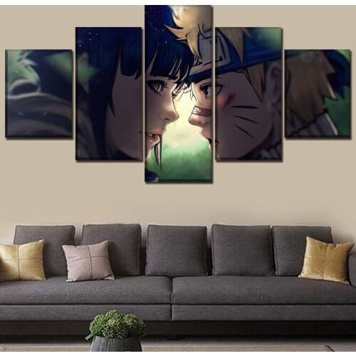 5pcs Anime Naruto Hinata Hyuga Uzumaki Pictures Wall Art Home Decor Poster Canvas HD Printed Paintings Living Room Decoration