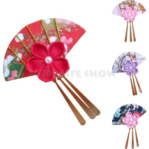 Japanese Flower Sakura Headwear Clip Haripin Hair kimono Yukata Tassels Cosplay