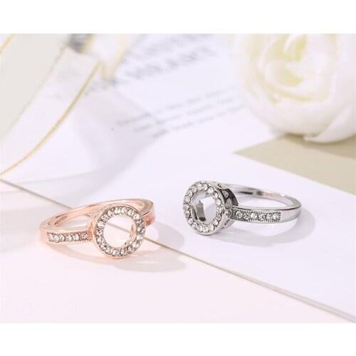 Rings Women Hollow Out Hoop Sparkling Ring Fashion Jewelry Cubic Rose Gold Cocktail Ring Wedding Rings Women