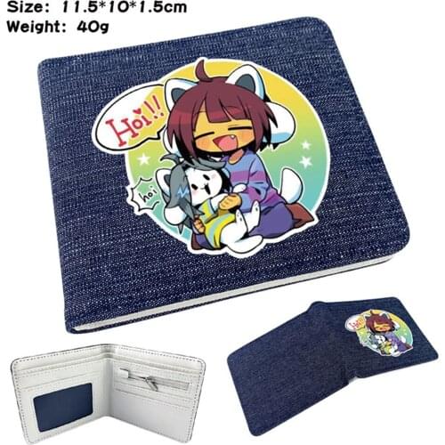 Anime Undertale Denim Wallet Teenger Bifold Short Photo Card Holder High Quality Student Casual Mens Womens Purse