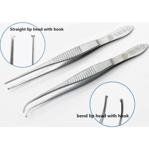 Beauty forceps Vision tweezers eye use forceps straight/curved head straight /bend hook eye tweezers surgery tool