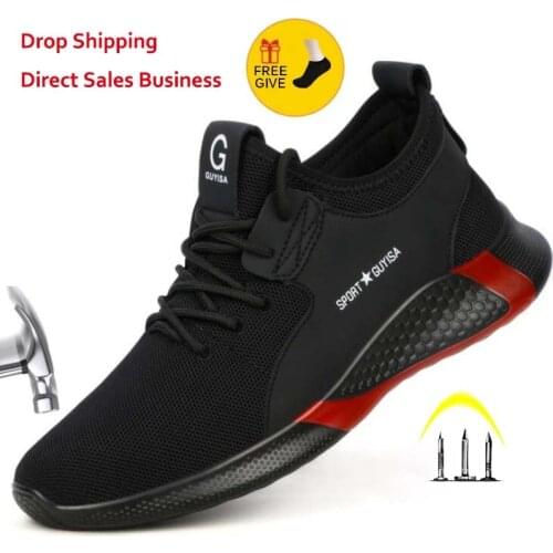 XPUHGM Breathable Safety Shoes Men Summer Lightweight Work Shoes Steel Toe Puncture-Proof Work Sneakers Indestructible Shoes