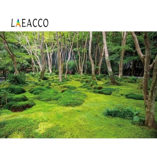 Laeacco Natural Backgrounds Green Grass Shrub Tree Spring Park Garden Scenic Photographic Backdrop Photocall Photo Studio
