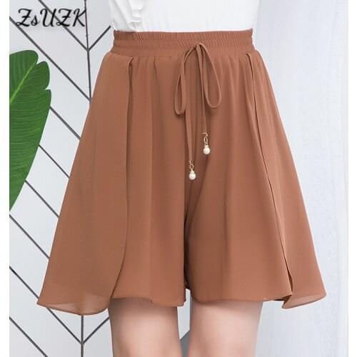Summer Chiffon Wide Leg Shorts Women Casual Light And Thin Short Trousers Skirt Style Shows Thin High Waist Skirt Pants 4Colors