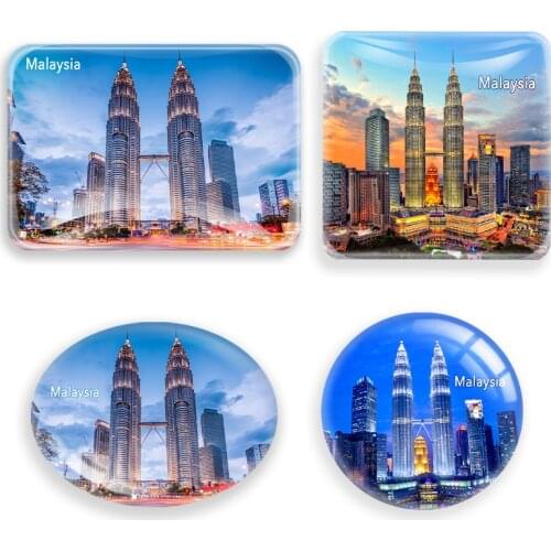 Malaysia Petronas Twin Towers Scene Fridge Magnet World Tourist Souvenir glass Refrigerator Magnetic Stickers Home Decor gift