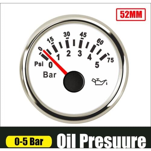 52mm Oil Pressure Gauges 0-10 Bar 0-145 PSI Waterproof Oil Pressure meter for Car Truck Boat 12V 24V