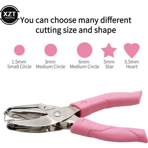 Mini Hole Punch DIY Paper Cutter Single Hole Puncher Cute Heart/Star/Circle Geometric Pattern Loose-leaf School Office Binding