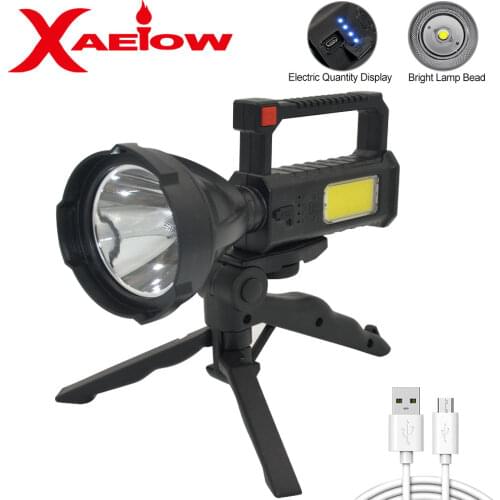 Powerful Searchlight LED Flashlight Work Light Spotlight USB Recharge Waterproof Portable COB Working Flashlight Camping Lantern