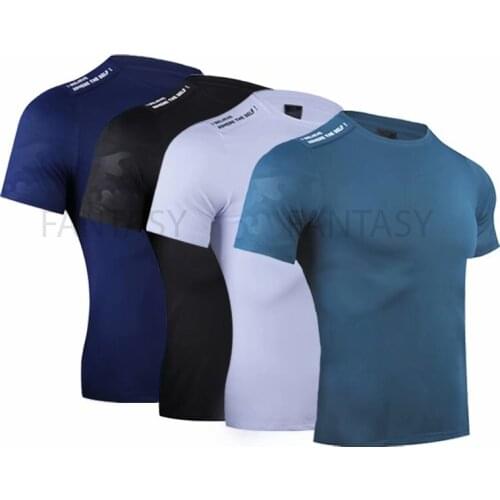 Men T-Shirt Short Sleeve Soccer Fitness Stickers Sports Jogging, Breathable Training running T shirt