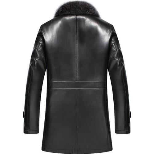 Genuine Leather Winter Jacket Real Sheepskin Coat for Men Raccoon Fur Warm Jackets Plus Size 5xl Veste Homme MY1861