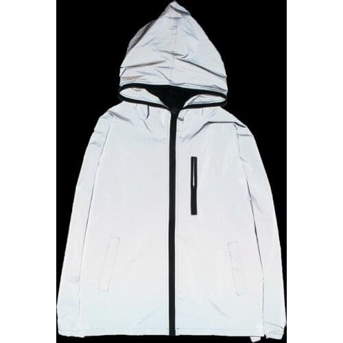 New full reflective jacket men / women harajuku windbreaker jackets hooded hip-hop streetwear night shiny zipper coats jacke