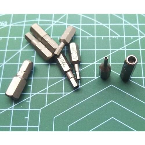 New 10PCS Hexagonal screw Bits with hole L25mm H2 H2.5 H3 H4 H5 H6 H7 H8 Magnetic S2 Steel 1/4" Hex Shank Allen security bit