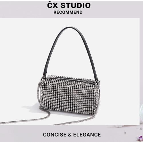 2021 New Luxury Big Brand Heavy Industry Beaded Diamond Womens Bag Underarm Bag Baguette Bag Handbag Shoulder Bag Female Purse