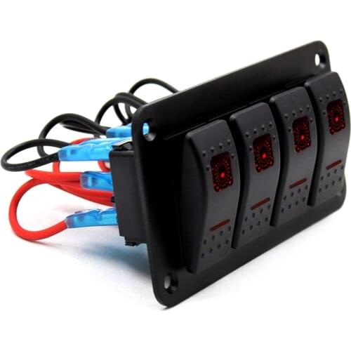 LED Backlit 3 Gang Marine Switch Panel 4 Gang Boat Car Rocket Switch Panel Overheat protection Dash 5 Pin ON/Off Toggle Panel