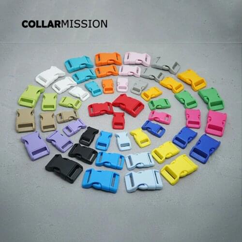 100pcs/lot Plastic side release curved buckles durable plated buckle 15mm, 20mm and 25mm for DIY dog collar paracord DIY parts