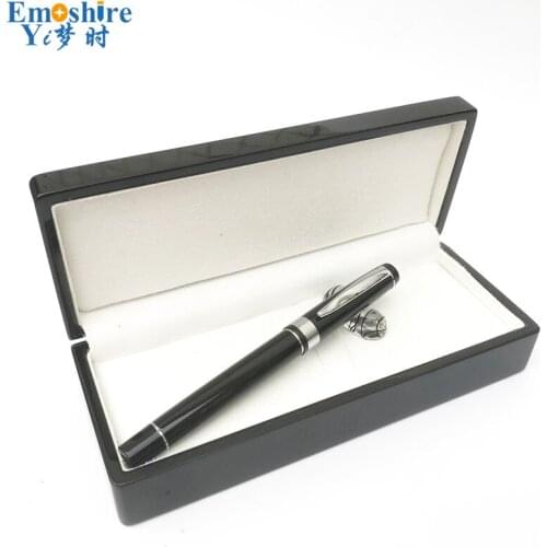 Top Quality Emoshire Brand Birthday Present Set Silver Black Classic Business Fountain Pen Gift Set for Man Men Boy Father P631