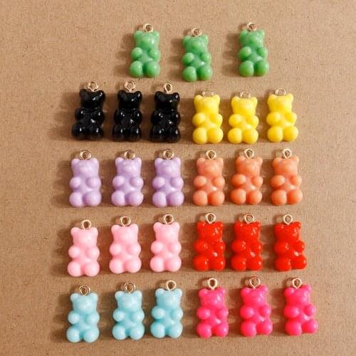 30pcs 11*20mm Candy Colors Cartoon Bear Charms for Cute Drop Earrings Pendants Necklaces Bracelets DIY Handmade Jewelry Findings