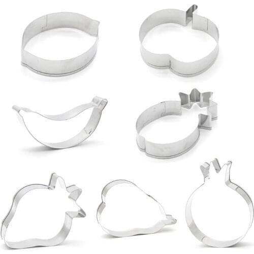 7Pcs/Set Stainless Steel Fruit Apple Banana Strawberry DIY Cookie Biscuit Mould Cutter Mold Baking Decorating Tools