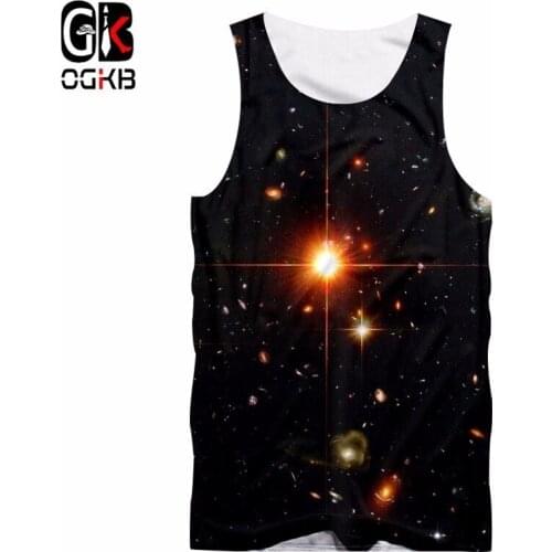 OGKB Gyms Sleeveless Shirt Unisex Hiphop Streetwear Punk Gothic Vest Singlet Men/Women Summer Cool Print Starry Star 3D Tank Top