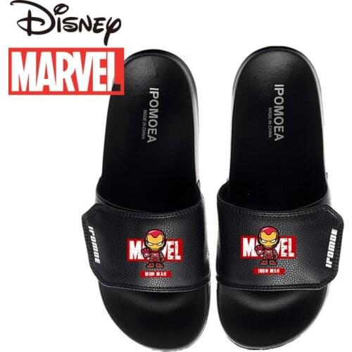 Marvel Heroes Avengers 4 Iron Man Spiderman Slippers Buckle Flip-Flop Anti-slip Soft Bottom Lazy Half-Drag New Shoes