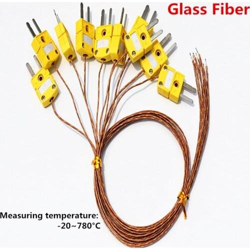 GG-K-30-SLE K Type Thermocouple Temperature Line High Temperature Resistant Glass Fiber Temperature Measurement Line 10Pcs/lot