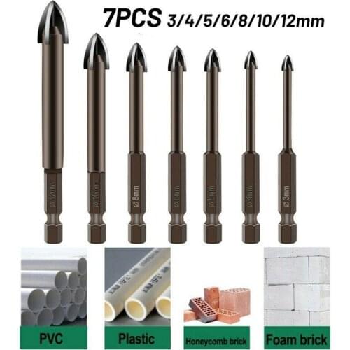 7Pcs/set Tungsten Carbide Glass Drill Bit Alloy Carbide Point Ceramics Tile Bits