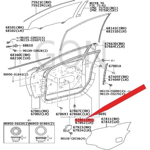 Right front door sealing strip 2013-Toy ota YAR IS front door sealing strip RH front door sealing strip RH sealing
