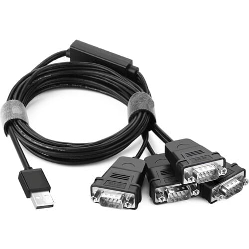 USB to Serial RS232 Cable Adapter 4 Ports DB9 Converter 9-Pin Male to Male with Hexnuts for Windows 10/8.1/8/7/XP/ Vista/Linux