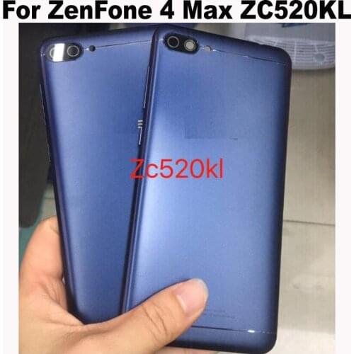 For ZenFone 4 Max ZC520KL Battery Back Cover Housing Plastic+ Camera Glass + Side keys ZC520KL Rear Door Housing Repair Parts