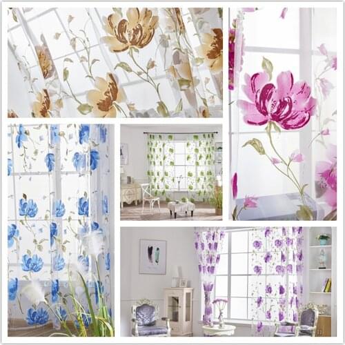1 PCS Vines Leaves Tulle Door Window Curtain Drape Panel Sheer Scarf Valances Practical and Durable Living Room Kitchen Bedroom