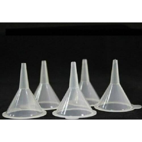 10 transparent small plastic perfume diffuser bottles, mini liquid oil funnel, creative hot-selling funnel in laboratory