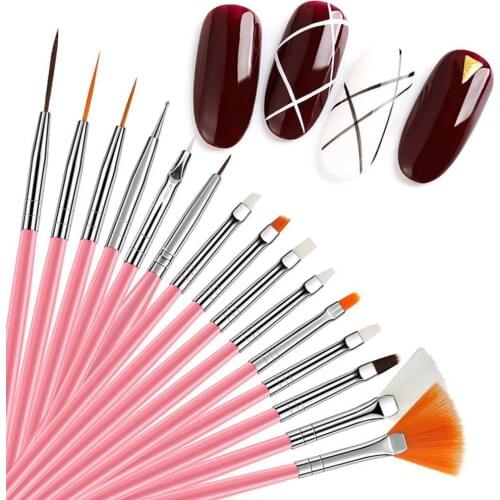 15Pcs/Set Beauty Nail Art Pen Skin-friendly Convenient to Use Plastic Excellent Manicure Care Pen 3DPattern Effect for Daily Use