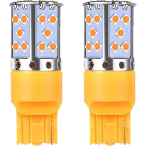 2pcs Super Bright T20 7440 W21W WY21W BA15S P21W BAU15S PY21W 1156 Canbus Car Led Lamp Auto Turn Signal Light Bulb Amber Yellow