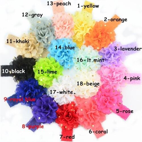35 pcs/ lot , 10 cm shabby chiffon flowers with lace elastic apparel hair accessories headwear
