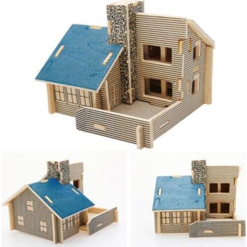 3D Wooden Puzzle-Blue Home