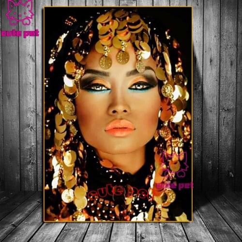 5D Diamond Painting Bling Gold Makeup Woman Full Diamond Embroidery Pattern Rhinestones icon Needlework DIY Mosaic decoration