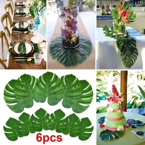 6pcs Monstera Artificial Plants Plastic Tropical Palm Tree Leaves Home Garden Decoration Party Accessories Photography Decors