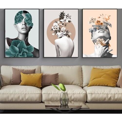 Triptych Flowers Woman diamond painting kits,full lay diamond embroidery full square round drill mosaic