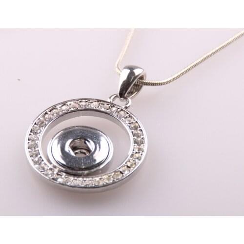 Free shipping snake Chain Necklace with crystal circle DIY Fashion metal button Jewelry