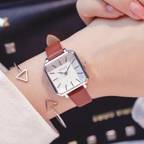 Square Dial Designer Womens Fashion Retro Watches Simple Stylish Ulzzang Brand Quartz Ladies Wristwatches Relogio Feminino