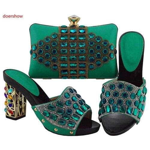 Doershow Shoes and Bag Sets for Women Italian Shoes with Matching Bags for Women African Shoes and Bag Set for Party SUU1-2