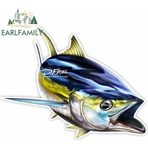 EARLFAMILY 13cm For YellowFin Tuna Fine Car Stickers Waterproof Decal Car Styling Vinyl Material Scratch-Proof For JDM SUV RV