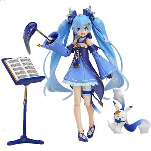 Hatsune Miku Good Smile Snow Miku Figma Action Figure Twinkle Snow Version Multiple Accessories Singer Desktop Decor Kids Gift