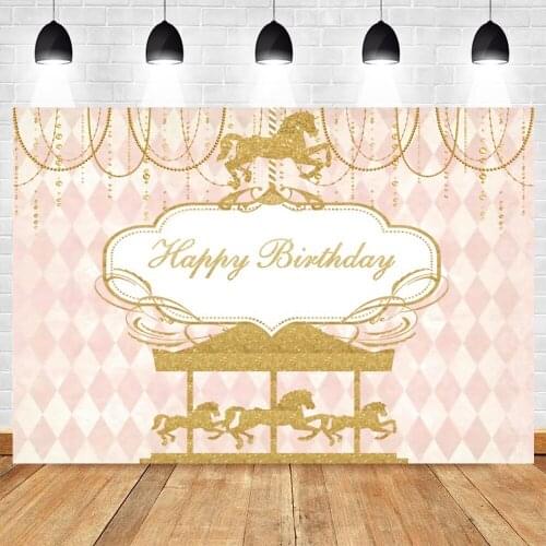 Yeele Photocall Baby Birthday Photography Backdrop Golden Carousel Party Decor Background Photo Studio Photographic Customizable