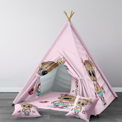 Play Tent for Kids Wigwam Portable Indoor Playground Tents Children Bedrooms Pink Sweet Owl Model 160