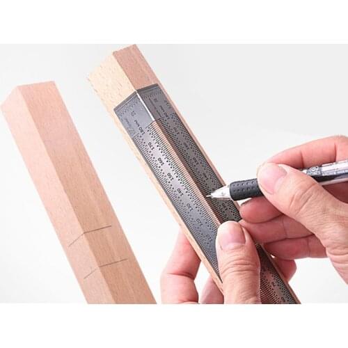 Woodworking Scribing Tool Right Angle Ruler Scale Hole Marking Gauge Vertical Line Marker Scriber Tool with Hole