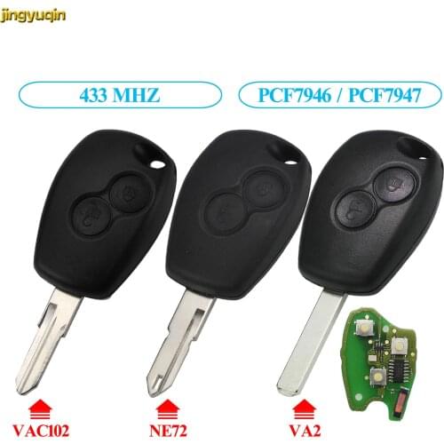 Jingyuqin Remote Car Key 433MHz PCF7947 PCF7946 Chip For Renault Duster Modus Clio 3 Twingo DACIA Logan Sandero Kangoo 2 Buttons
