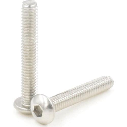 M4 Bolt A2-70 Button Head Socket Screw Bolt Stainless Steel M4*(5/6/8/10/12/14/16/18/20/25/30/35/40/45) mm 50PCS