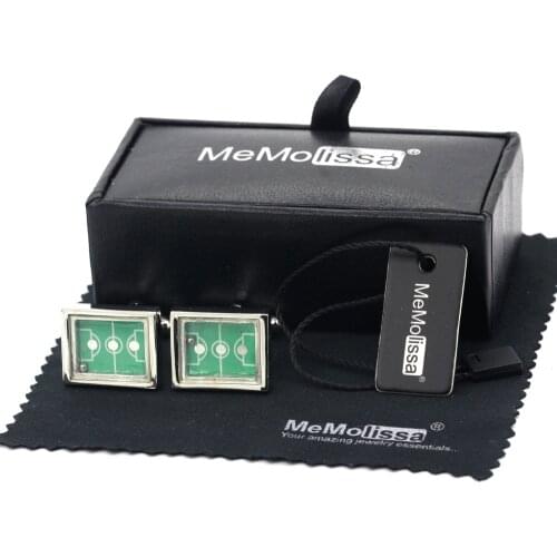 MeMolissa Display Box Cufflinks Sports Cufflinks Table Tennis Table Design Silver with Green Cufflinks Free Tag & Wipe Cloth